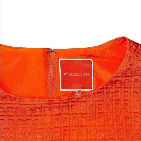 Modcloth So Sixties Textured Dress in Tangerine - Picture 14 of 16